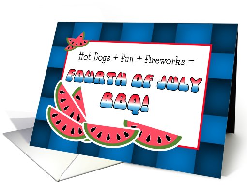 Invitation Fourth of July BBQ Hot Dogs + Fun + Fireworks = card