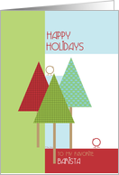 Happy Holidays to Barista Trees and Birds Christmas Design card