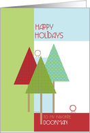 Happy Holidays to Doorman Trees and Birds Christmas Design card