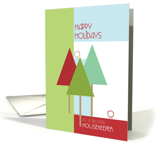 Happy Holidays to Housekeeper Trees and Birds Christmas Design card