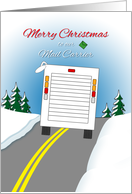 To Mail Carrier Christmas Mail Van on Road in Snow card