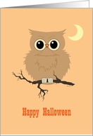 Halloween Humor Cute Owl on Tree Branch with Moon for Kids card