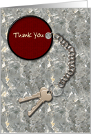 Realtor Thank You for Client House Keys and Tag on Marble Custom Text card