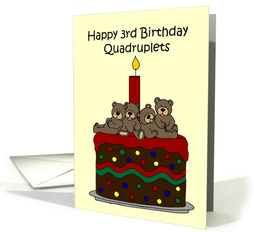 Quadruplets 3rd birthday card (358225)