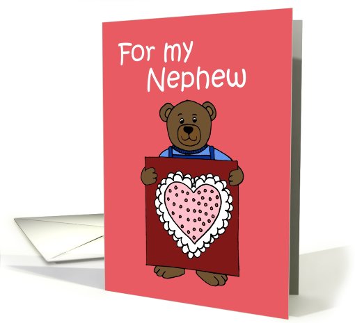 Bear with a Valentine for nephew card (358834)