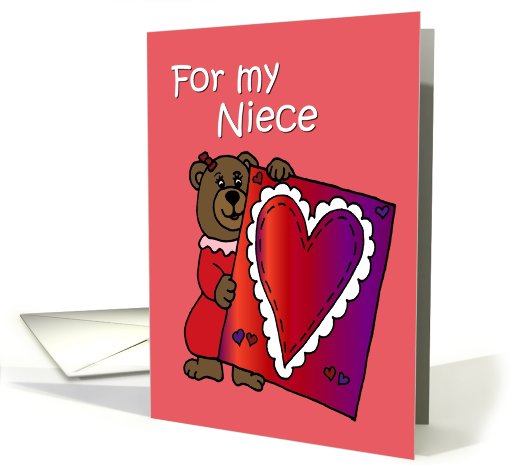 Bear with a Valentine for niece card (358838)