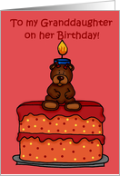 birthday girl bear on cake for granddaughter card