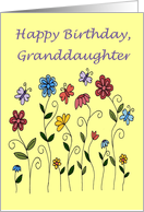 happy birthday granddaughter flowers & butterflies card