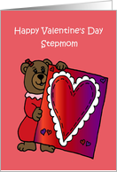 Girl Bear holding a valentine for her step mom card