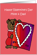 Girl Bear holding a valentine for her parents card