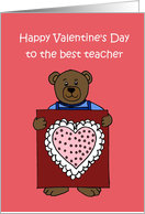 boy Bear holding a valentine for his teacher card