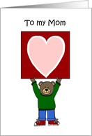 boy bear holding a card for his mom card