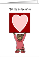 girl bear holding a card for her step mom card