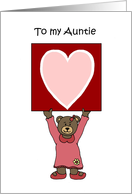 girl bear holding a card for her aunt card