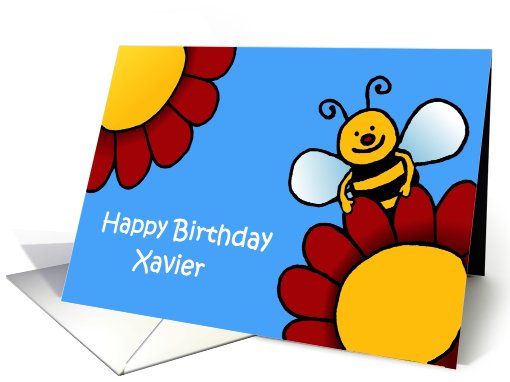 bee and flowers birthday Xavier card (568598)