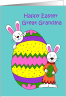 Bunnies with easter egg for great grandma card