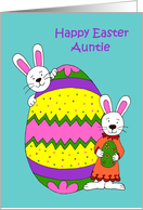 Bunnies with easter egg for aunt card