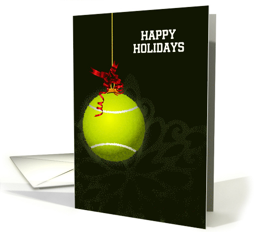 Hanging Tennis Ball Ornament with Red Bow Custom Text card (876216)