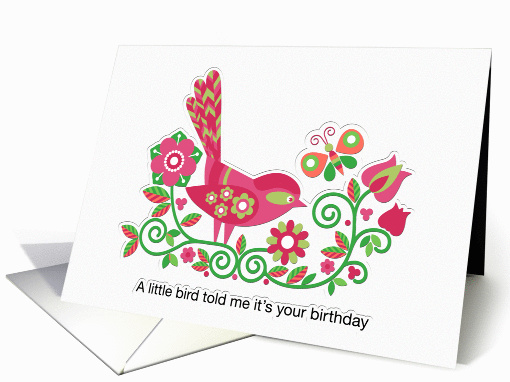 Little Bird Birthday in Pink card (1044143)