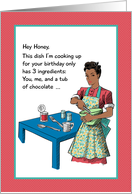 Black Retro Housewife Cooking Up Sexy Birthday card