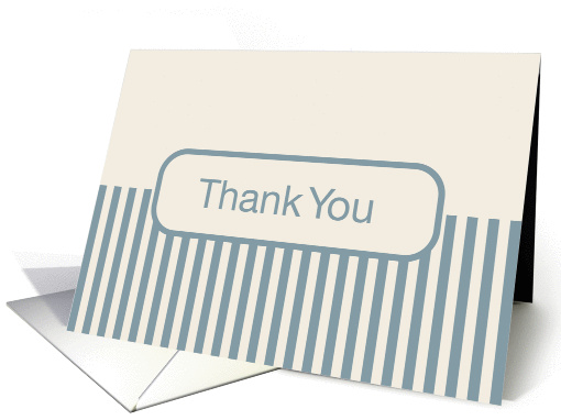 Off White Cream with Blue Stripes Blank Inside Thank You card