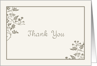Cream and Black PIn Stripes with Vines & Leaves Thank You Blank Inside card