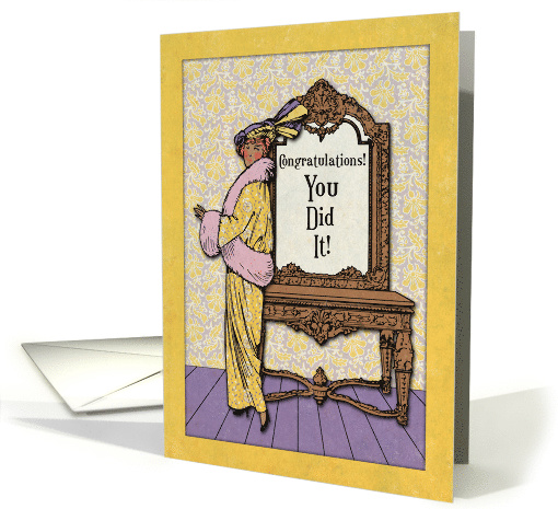 Congratulations! You Did It! Vintage Lady with Floral Patterns card