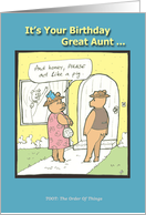 Happy Birthday Great Aunt - Humor - Cartoon card