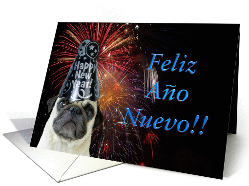 Feliz Ano Nuevo Pug card (326225)