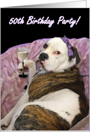 50th Birthday Party Olde English bulldogge card