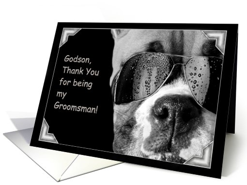 Godson Thank You for being my Groomsman Boxer Dog card (494459)