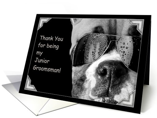 Thank You for being my Junior Groomsman Boxer Dog card (494463)