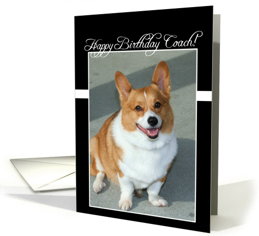 Happy Birthday Coach Welsh Corgi dog card (835530)