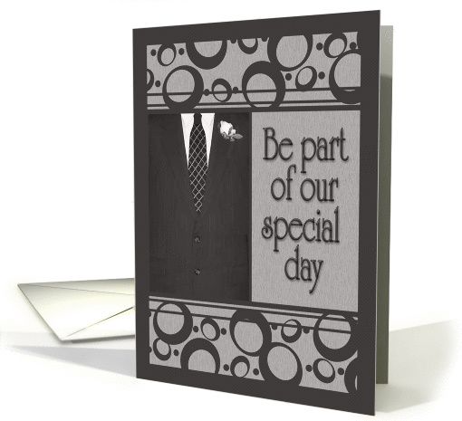 Groomsman Invitation, Men's Suit in Black & Gray card (883404)