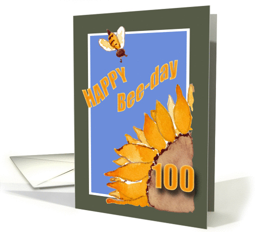Happy Bee-Day - 100 - Sunflower and Bee card (831756)