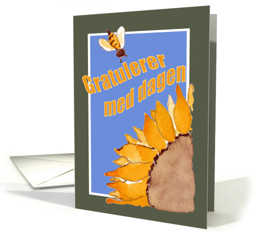 Happy Birthday - Norwegian - Sunflower and Bee card (831791)