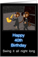 40th Birthday Monkey Sax Swing card