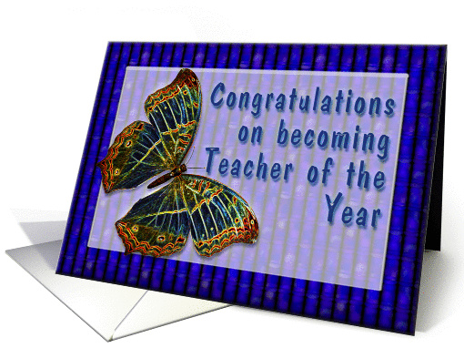 Congrats On Teacher of the Year Enamel Butterfly card (371966)