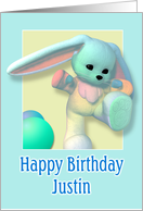 Justin, Happy Birthday Bunny card