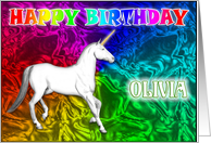 Olivia Birthday, Unicorn Dreams card
