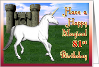 Magical 81st Birthday, Unicorn Castle card
