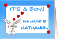 It’s a boy, Nathaniel card