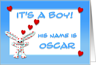 It’s a boy, Oscar card