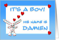 It’s a boy, Damien card