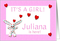 Juliana’s Birth Announcement (girl) card