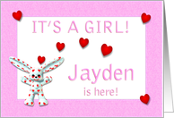 Jayden’s Birth Announcement (girl) card