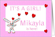 Mikayla’s Birth Announcement (girl) card