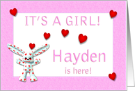 Hayden’s Birth Announcement (girl) card