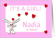 Nadia’s Birth Announcement (girl) card