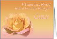 Grace’s Exquisite Birth Announcement card